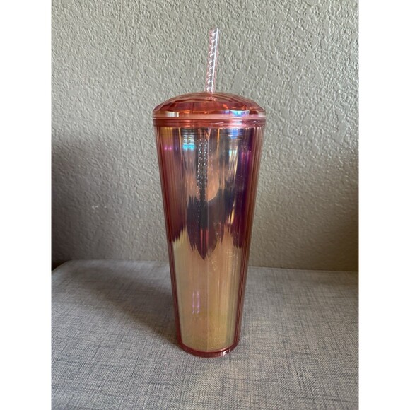 STARBUCKS 2020 ROSE GOLD IRIDESCENT DONE VENTI 24oz TUMBLER W/ STRAW - Picture 6 of 6